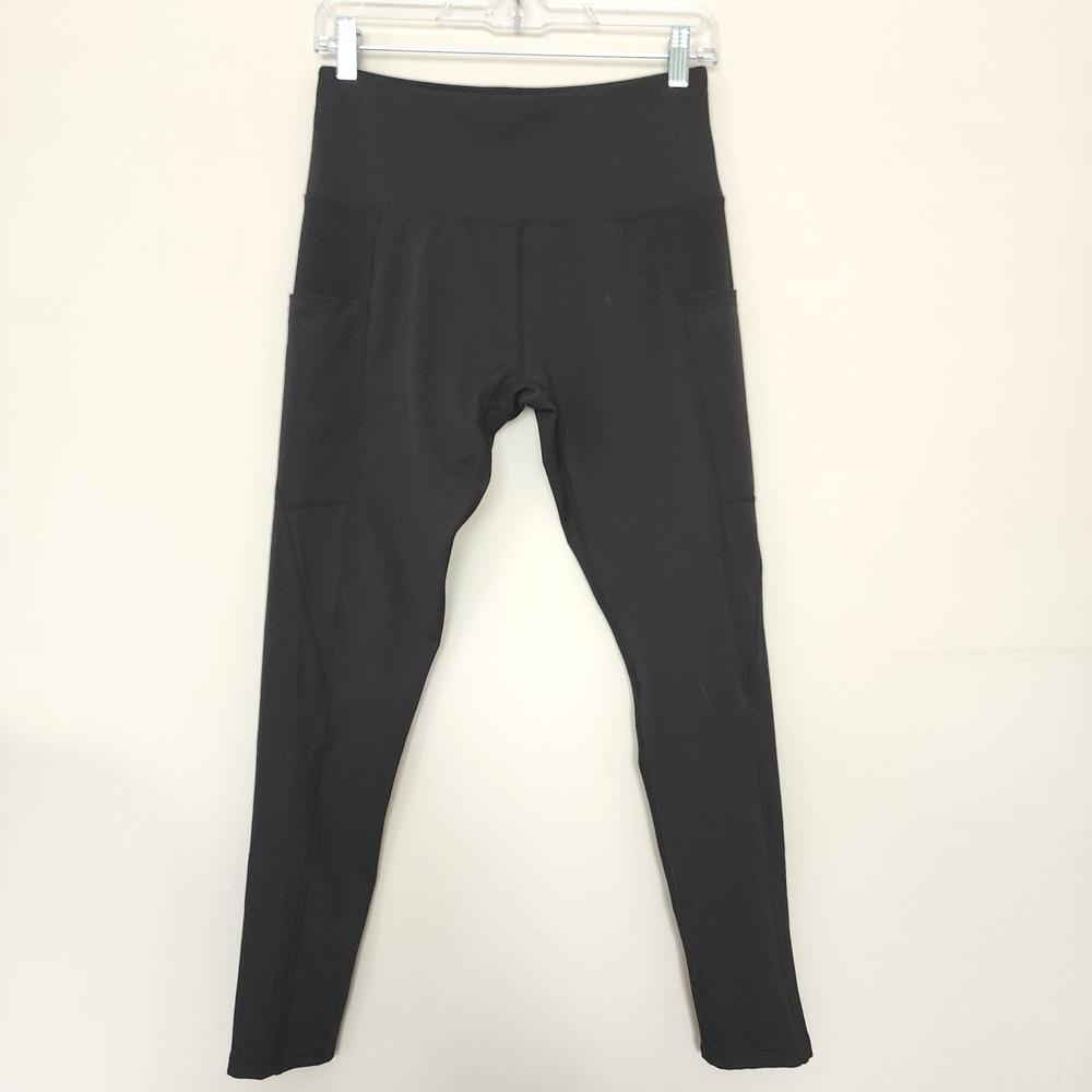NYL Sport Womens Black High Waisted Athletic Leggings Pockets Size M yoga gym - Picture 7 of 7